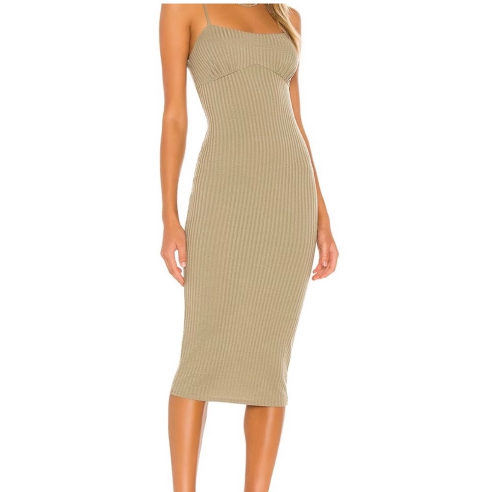 Camila Coelho CLAUDIA MIDI DRESS in Olive Green